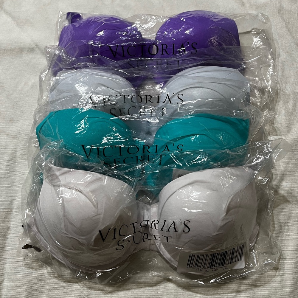 Victoria Secret PINK Everyday Push-Up Bras 34C lot of 4 Bras!